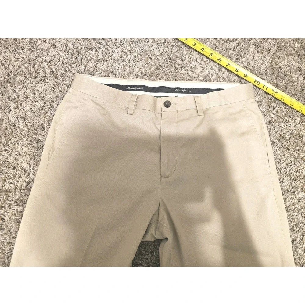 Mens Eddie Bauer Wrinkle Free Classic‎ Fit Khaki Pants Tan 34X30 Chino Trouser